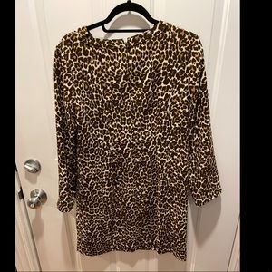 J Crew Leopard Print 3/4 Length Sleeve Shift Dress - Size 6